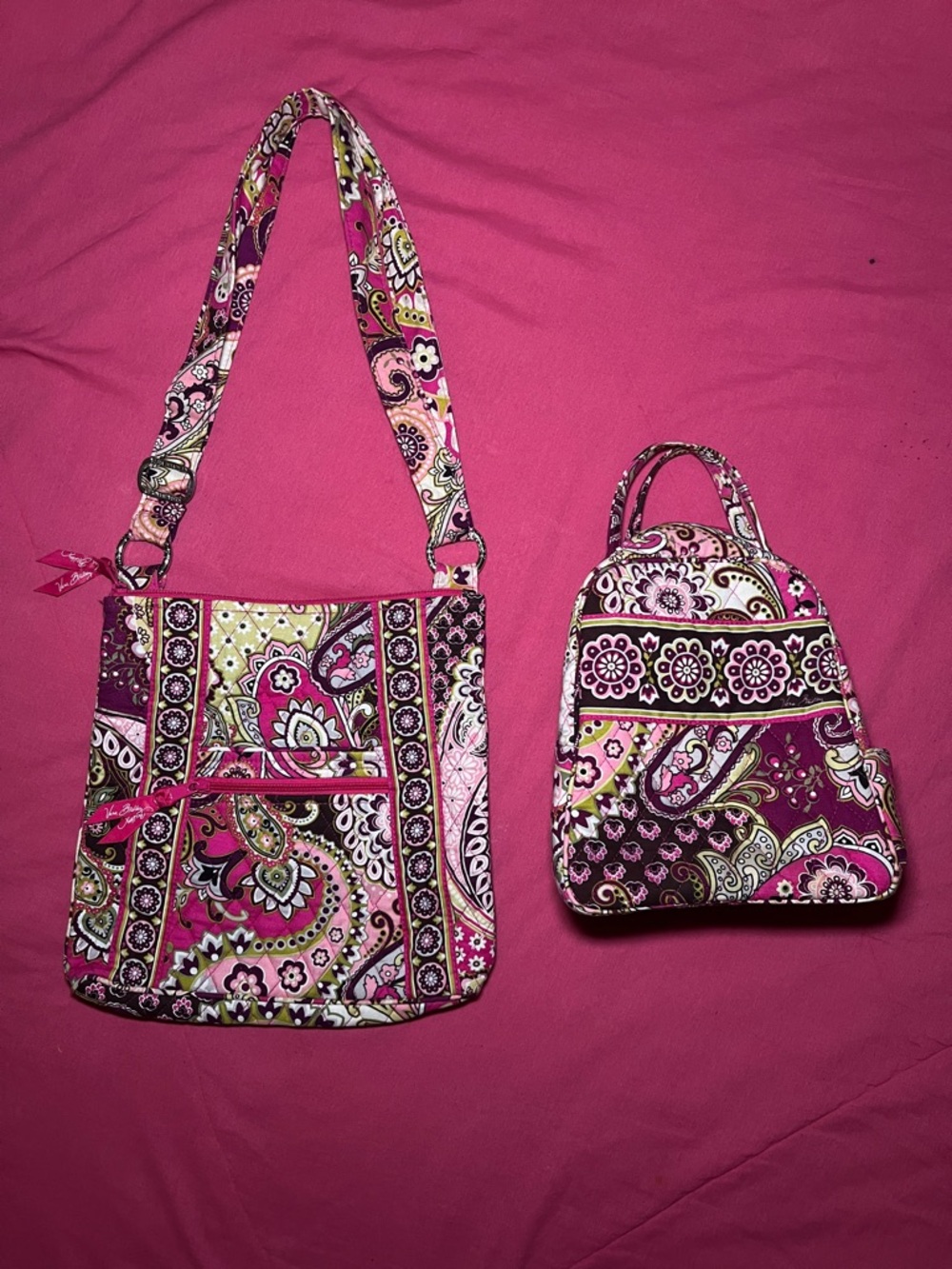 Vera Bradley “Very Berry Paisley” Hipster & Lunch Bag Set of 2